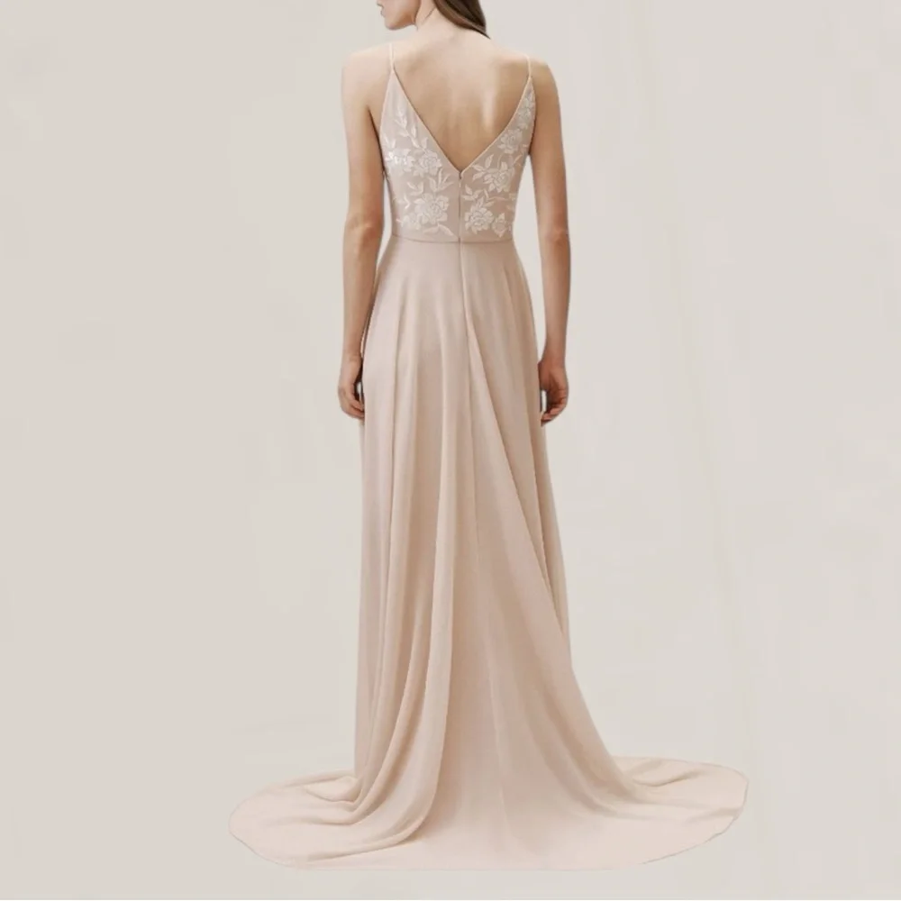 BHLDN sadia maxi dress pale pink floral embroidered women’s size 4 Anthropologie - Picture 2 of 7